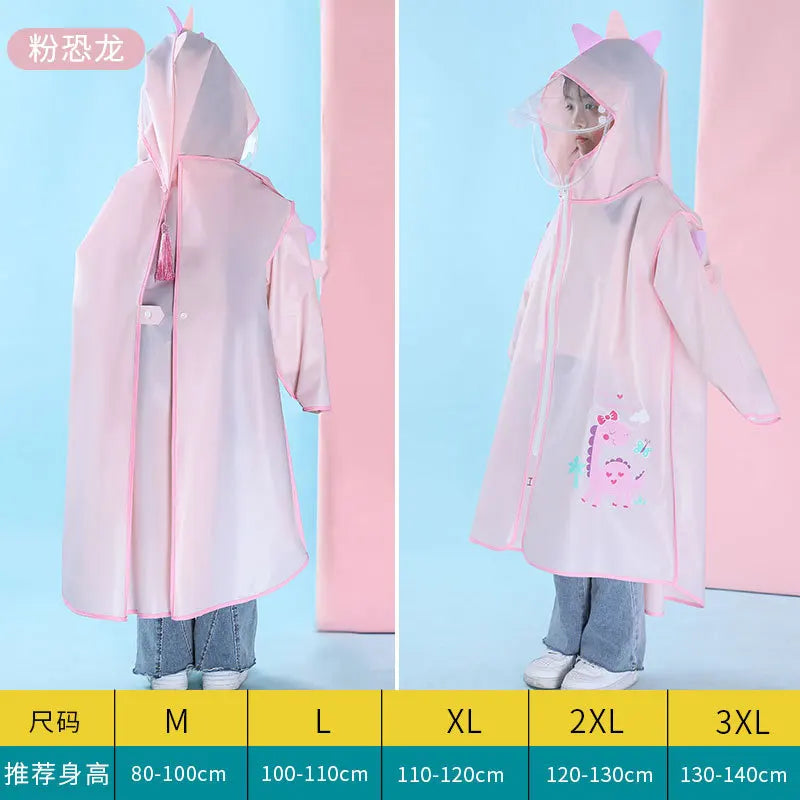 Extra-Large EVA Rain for Poncho Jacket for Primary School Children Boys Girls Big Hat Brim Cartoon Schoolbag Rain Gear for