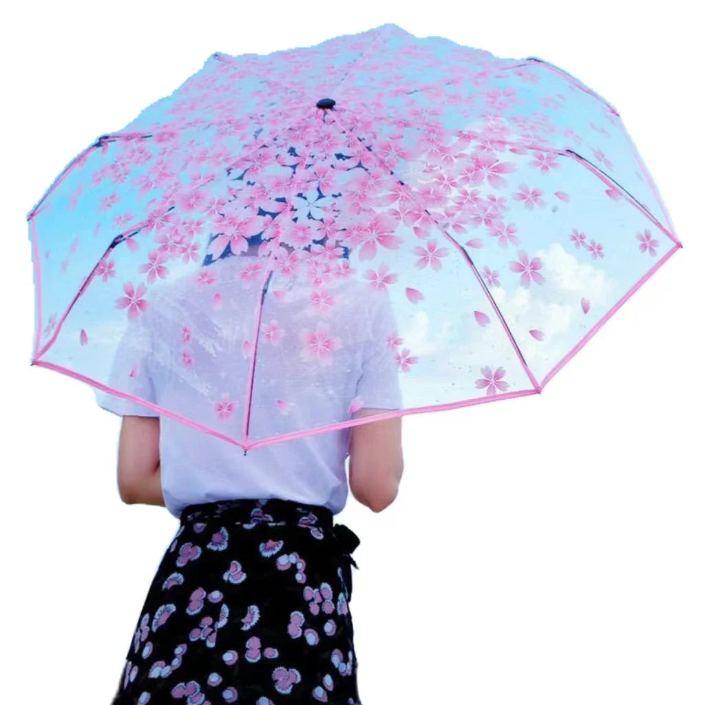 Celebrities' Choice Automatic Folded Bubble Canopy Clear Umbrella for Children Pongee Fabric Sunshade for Travel