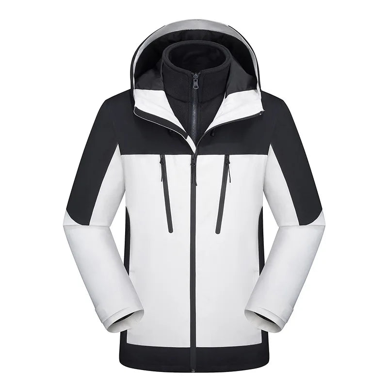 Three-in-One Outdoor  Suit for Men Women Waterproof Windproof Warm Mountaineering Camping Hiking Jacket