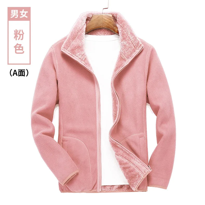 Outdoor Rush Men's & Women's Coral Fleece Coat Casual Style Thickened Spring Autumn Winter Sweater Cardigan Liner