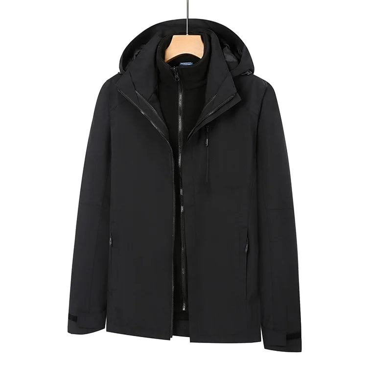 Adult Outdoor Rain Jacket Waterproof Hooded Windbreaker Lightweight Rain Wear With Removable Fleece Liner Motorcycle Raincoat