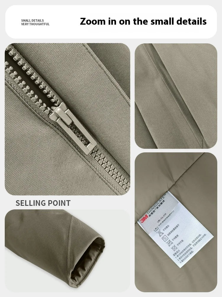 New  Men's Women's Winter Cotton-Padded Jacket Stand Wind-Proof Water-Splashing Features Zipper Warm Casual for Outdoor