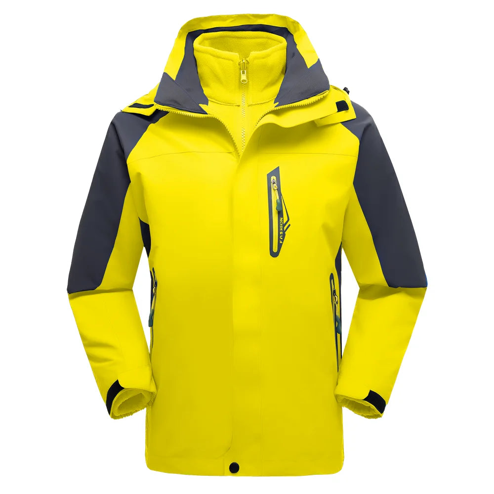 Autumn & Winter Polartec Fleeced Warm Jacket Waterproof and Windproof with Stand Collar Zipper Closure Polyester  Size XXXL