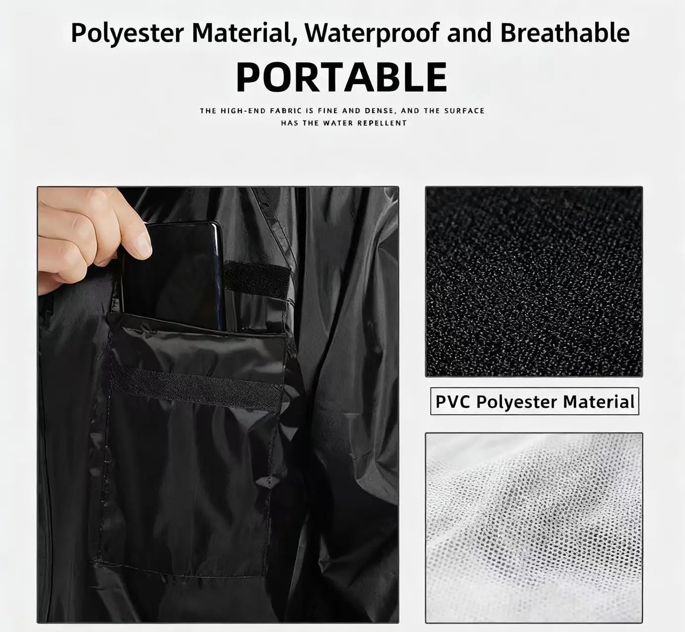 Men's Unisex Navy Blue Raincoat Lightweight Waterproof Windproof Motorcycle Rainwear with Pockets Standard Thickness for Hiking