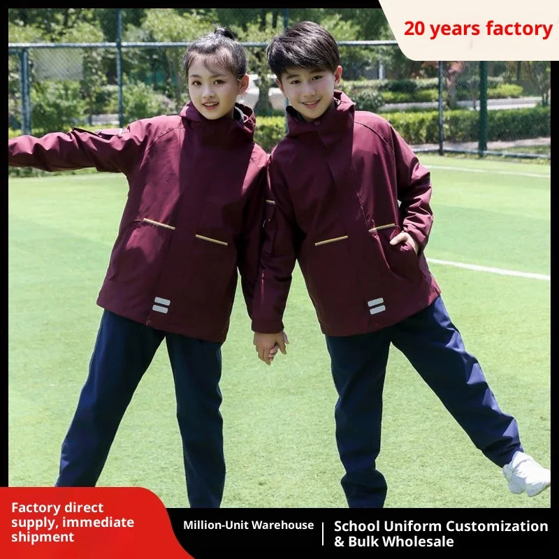 YM Winter Children's Unisex School Uniform Sets Three-in-One Two-Piece Warm-Keeping Thickened 100% Polyester