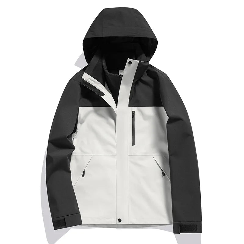 WAY Three-in-One Winter Overalls XL/3XL Size Solid Zipper Detachable Ski Coat Windproof Waterproof Warm Thickened Stand Collar