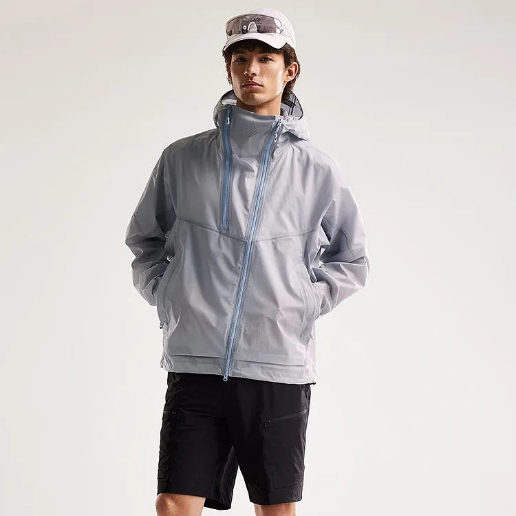 New Lightweight Single-layer Winter Thin Stand Collar Waterproof for WindStopper Unisex Loose Outdoor Full Seam Pressure Jacket