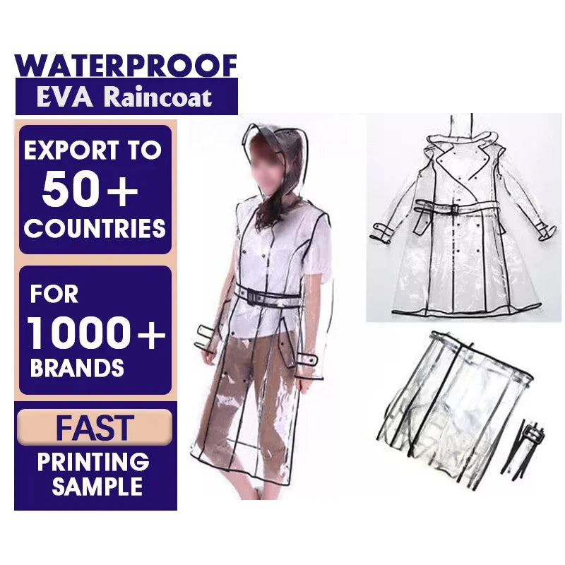 Unisex Clear Waterproof Rainwear Adult Rain Coat,Fashion Design Hooded Transparent Plastic Raincoat Rain Gear Outdoor Activities