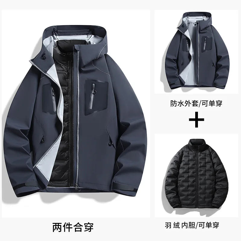 Hard Shell Casual Stand Waterproof Breathable Autumn Hooded Bomber Jacket Woven Front Logo Unisex Color Pocket