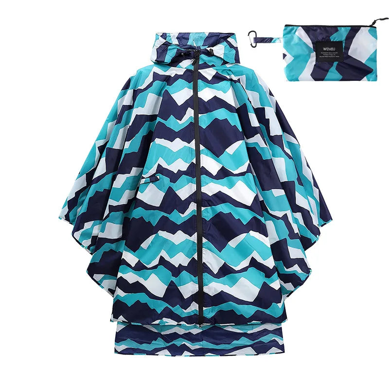 Stylish Polyester Rain for Poncho Waterproof Raincoat with Hood Zipper Free Size for Back to School Camping Travel