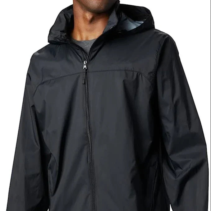 Men's Outdoor Rain Jacket Hood Waterproof Polyester Travel Hiking Fishing Motorcycle Logo Decoration Available XXL XXXL Sizes