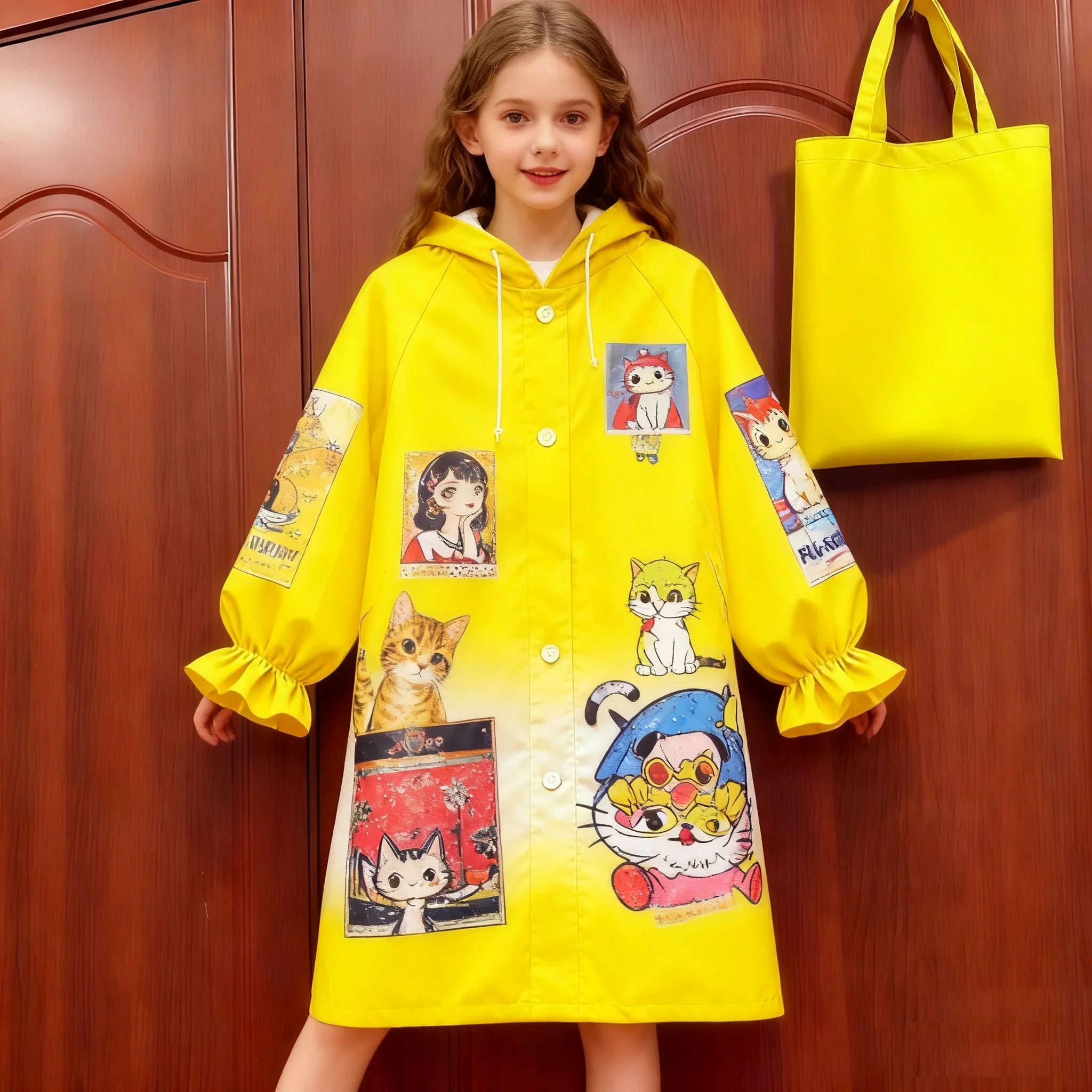 Children Unisex Lightweight Waterproof Rain Poncho Reusable Raincoat Reflective for Outdoor Activities Hiking Riding Camping