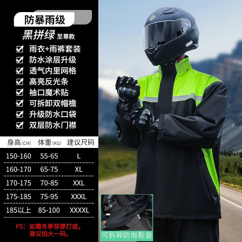 Men's Waterproof Motorcycle & Electric Car for Poncho Thickened Split Suit Raincoat for Riders Hiking-Storm-Proof