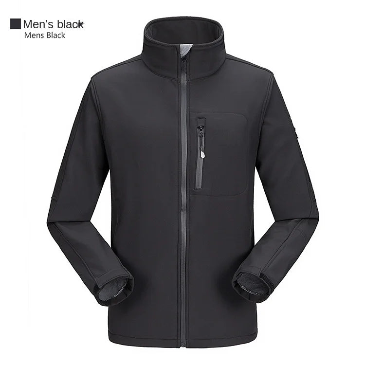 Winter New Outdoor Men's Bomber Jacket Single Layer Standard Thickness Casual Waterproof Canvas Soft Shell Zipper Front Dyed