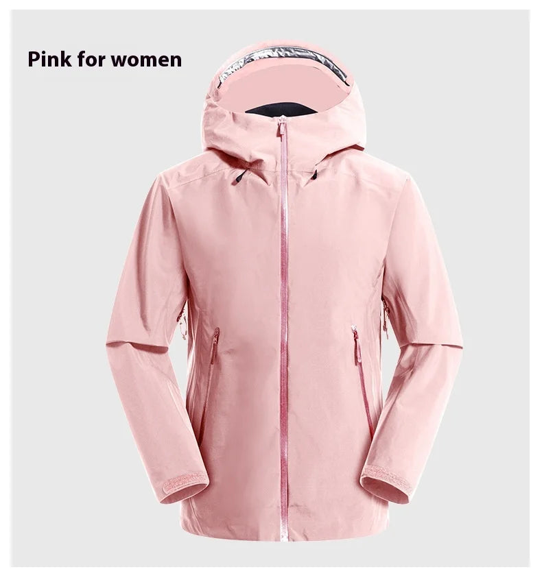 Men's Lightweight Stand Rain Jacket for Autumn Spring Breathable 3D Embroidery Logo Zipper Prints Outdoor Plain Hardshell