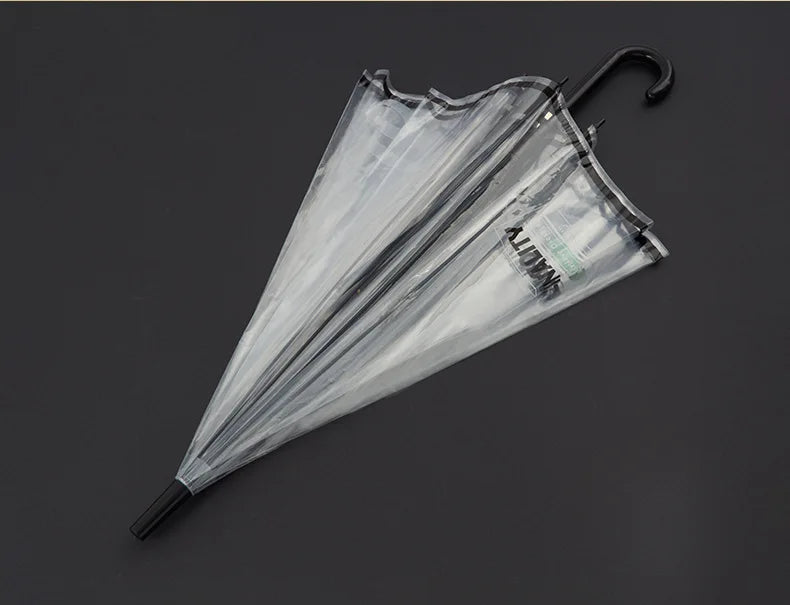 Small Customized Logo Automatic Folding Umbrella With Long Handle Transparent Straight Rod Fresh Color-for Cars