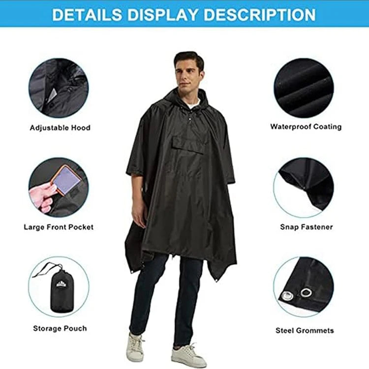 Customized Wholesale Polyester Pu Coated Men's Waterproof Rain Poncho Breathable Pvc Rainwear With Hood Raincoat With logo