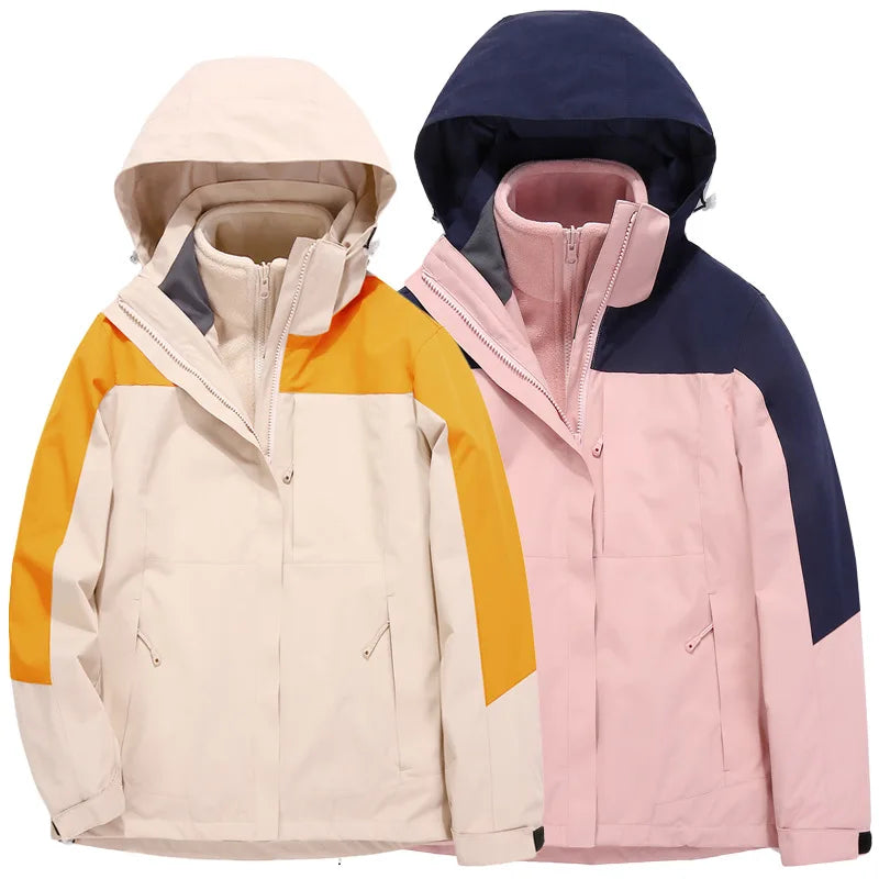 Men's and Women's Three-in-One Waterproof Windbreaker with Zipper Closure for Autumn/Winter Outdoor Sports Wholesale