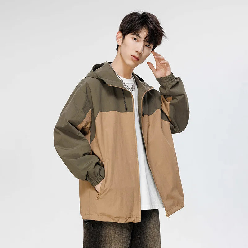 New Style Splicing Color Windproof Hooded Jacket for Men and Women Can Wear Double Raincoat Waterproof for Motorcycle Usage