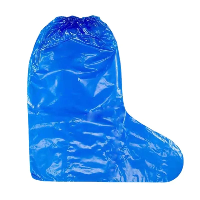 PE Disposable Durable Thickened Non Slip Long Boot Covers Waterproof Rain Boot Shoe Covers PVC Plastic Unisex 16g