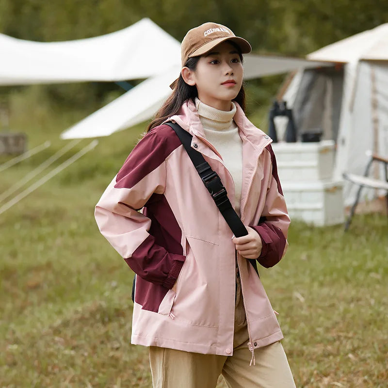 Unisex Mountain Style Three-in-One Detachable Windproof Waterproof Stand Collar Zipper Thin Outdoor Coat Autumn Winter Jacket