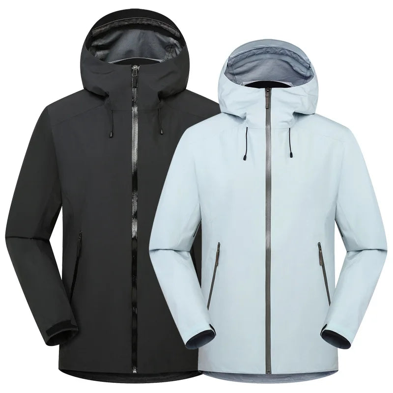 LT Single-Layer Waterproof Jacket for Men Women Long Sleeve Stand Collar Coat Zipper Warm Ski Mountaineering Suit for Spring