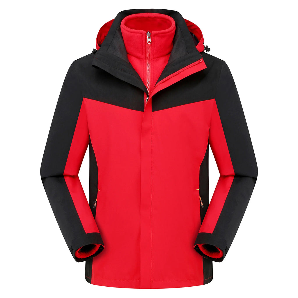 2025  Men's Women's New Style Outdoor Three-in-One Ski Suit Windproof Waterproof Breathable Stand Zipper for Winter