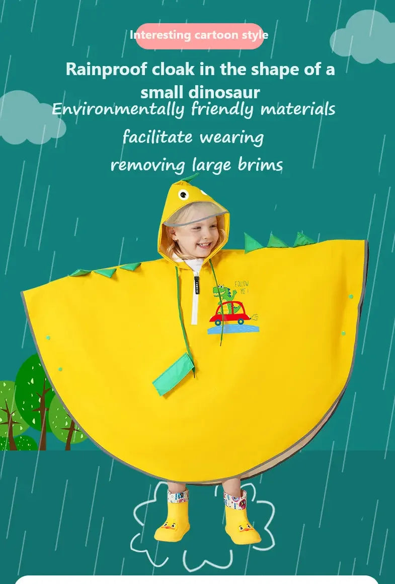 Wholesale Cute Cartoon Pattern TikTok Waterproof EVA Rain Cape for Girls Kids Customizable Color Tour Travel