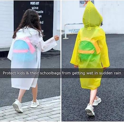 Waterproof Reusable EVA Rain Jacket 6-12 Year Olds XXL Lightweight Portable Clear Raincoat Logo Hood Hiking Toddler Boys Girls
