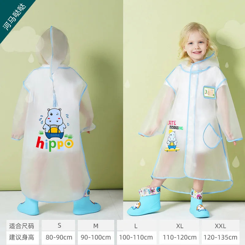 Waterproof EVA for Poncho for Primary School Children Boys Girls Kindergarten Baby Logo Decorated Raincoat for Travel Outdoor