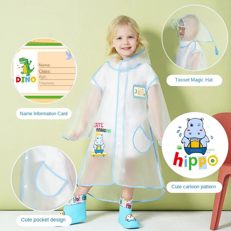 Small Dinosaur Cartoon Raincoat for Primary School & Kindergarten Kids EVA & PU Material Wholesale for Boys & Girls