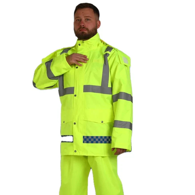 High Visibility Reflective Safety Jacket Waterproof Raincoat With Logo Anti-storm Work & Hiking Adult Raincoat for Men & Women