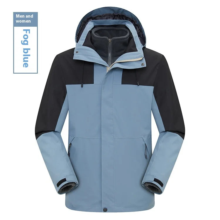 Three-in-One Charging Clothing for Men Women Autumn Winter Windproof Jacket Detachable Liner Two-Piece Tooling Logo Plain Dyed