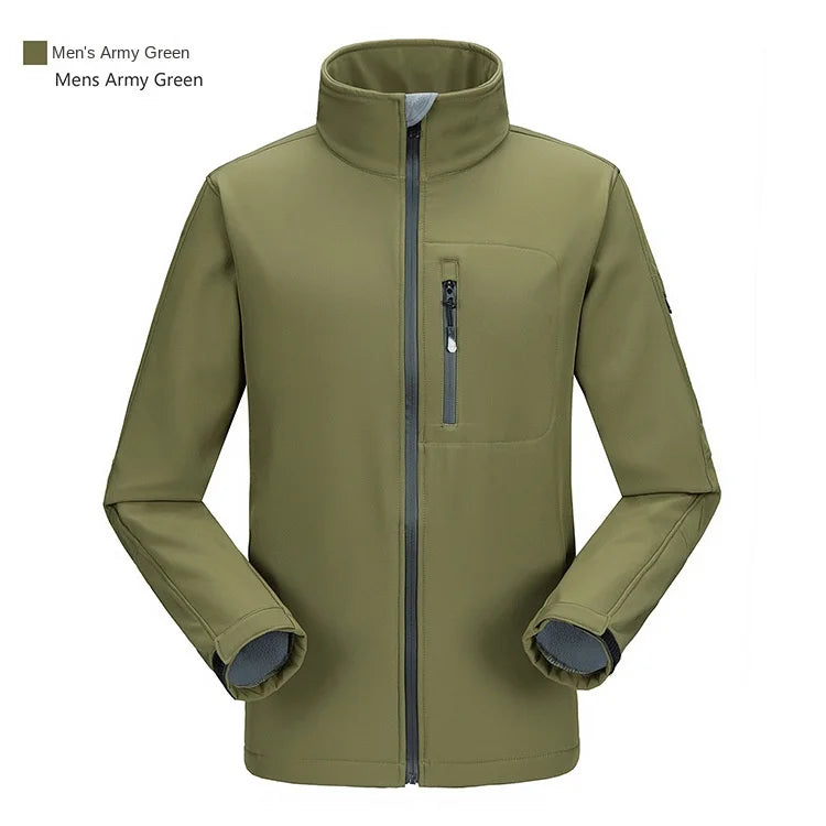 Winter New Outdoor Men's Bomber Jacket Single Layer Standard Thickness Casual Waterproof Canvas Soft Shell Zipper Front Dyed