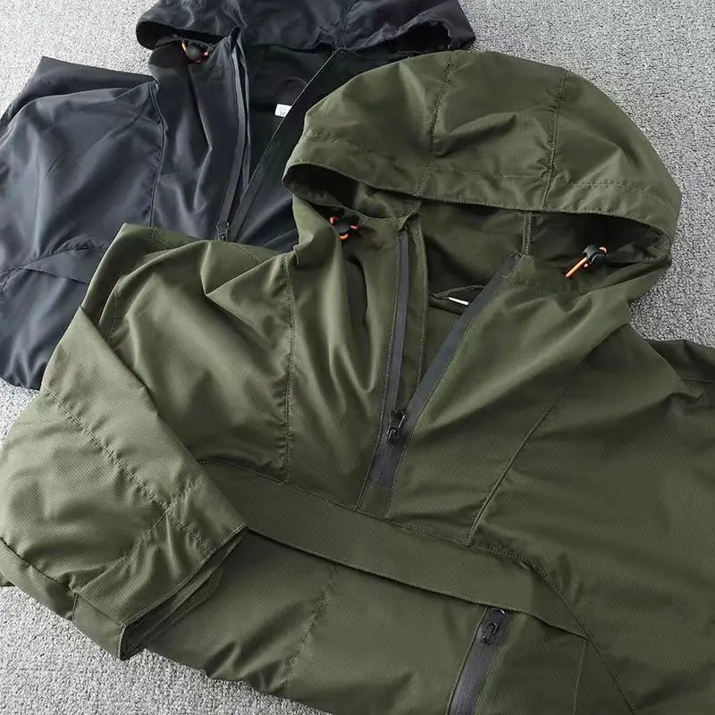Men's Lightweight Waterproof Rain Jacket Modern Windbreaker Hood Walking Running Travel Hiking High Quality Outdoor Raincoat