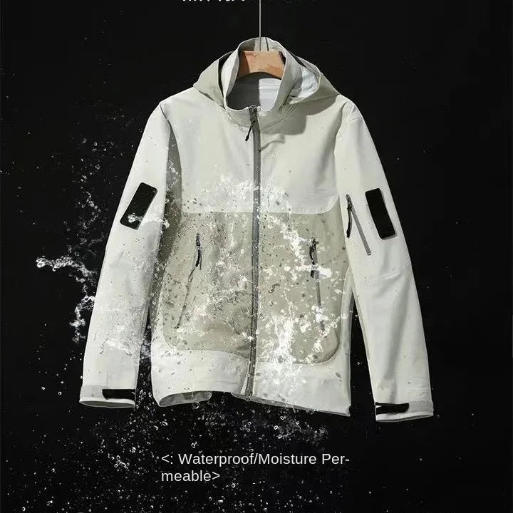 Outdoor Casual Hooded Jacket for Men Women Windproof Water-Resistant Lightweight Hard Shell Fashion Jacket