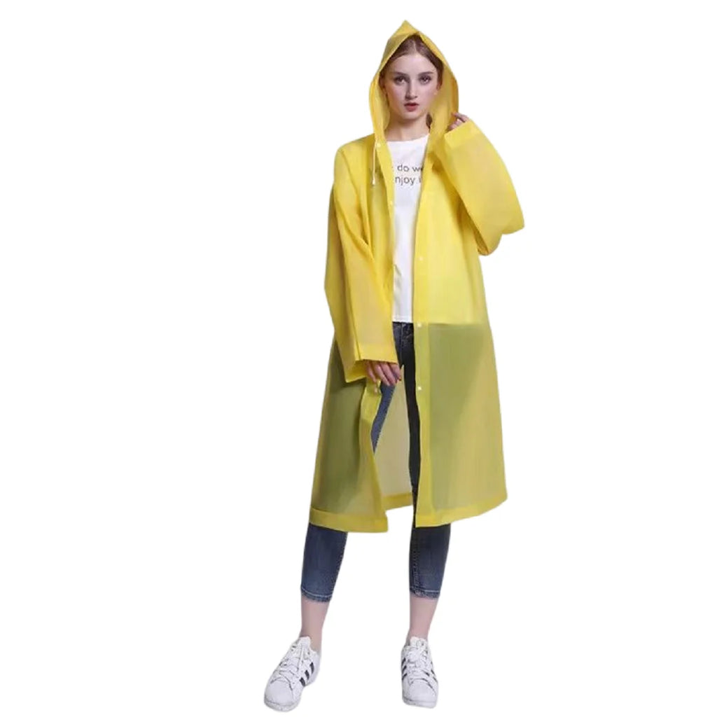 Factory Price Stock Adult EVA Plastic Raincoat Custom Logo Transparent Reusable Outdoor Poncho Waterproof Rain Wear Rain Coat