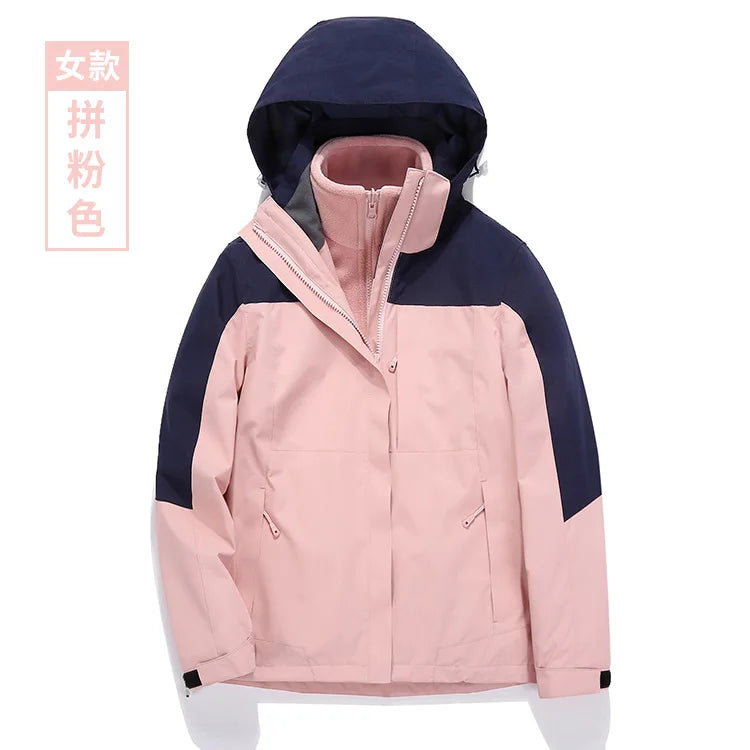 Men's and Women's Three-in-One Waterproof Windbreaker with Zipper Closure for Autumn/Winter Outdoor Sports Wholesale