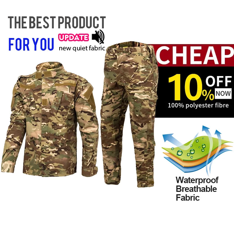 Wholesale Waterproof Camouflage Hunting Clothing Men's Hoodie Fall Hunting Clothing Set Guard Uniform Classic Field Jacket
