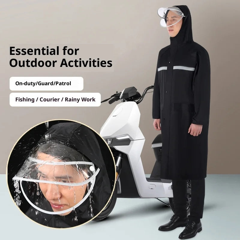 Oxford Cloth Waterproof Thickened Lengthened Electric Car Double-layer Labor Protection Adult Hiking Travel Flood Raincoat