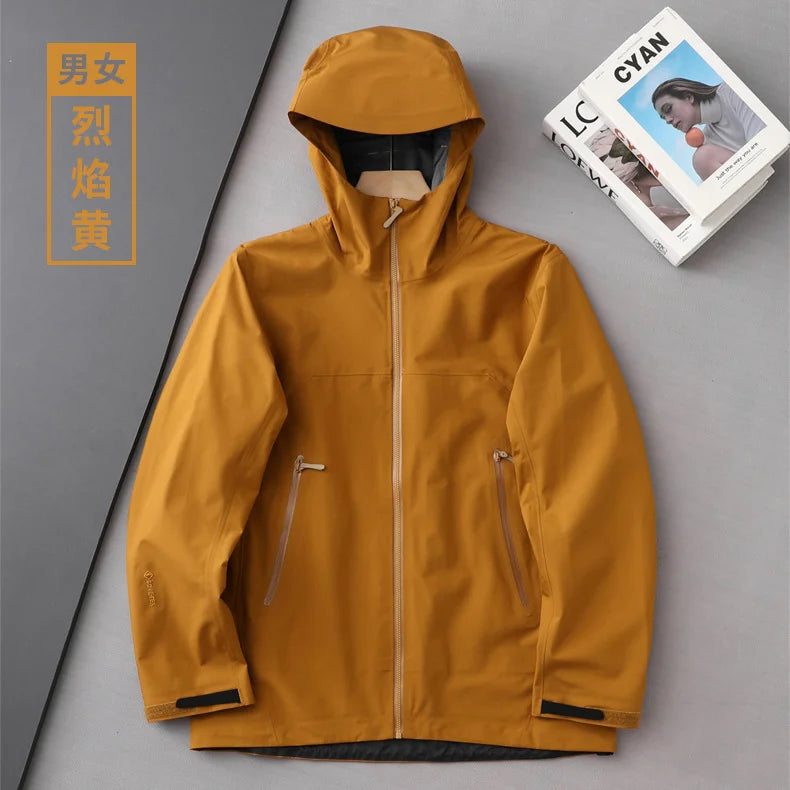 Men's Women Lightweight Hard Shell Rain Jacket Waterproof Outdoor Windbreaker Jacket for Running Hiking OEM 3D Embroidery logo