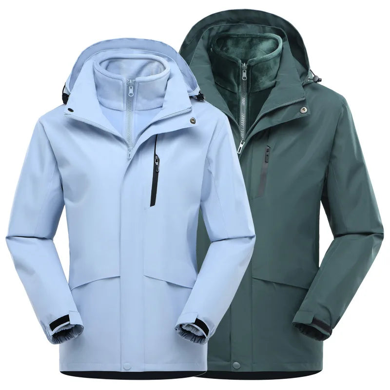 Three-in-One Detachable Waterproof Windproof Climbing Warm Clothes for Men and Women New Outdoor Travel Camping Gear for Winter