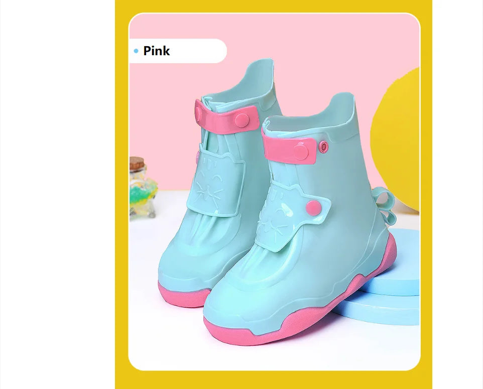 Lightweight Anti-Slip PVC Outdoor Shoes Cover for Boys and Girls High-Style Mid-Calf Children Rain Boots With Insole for Babies