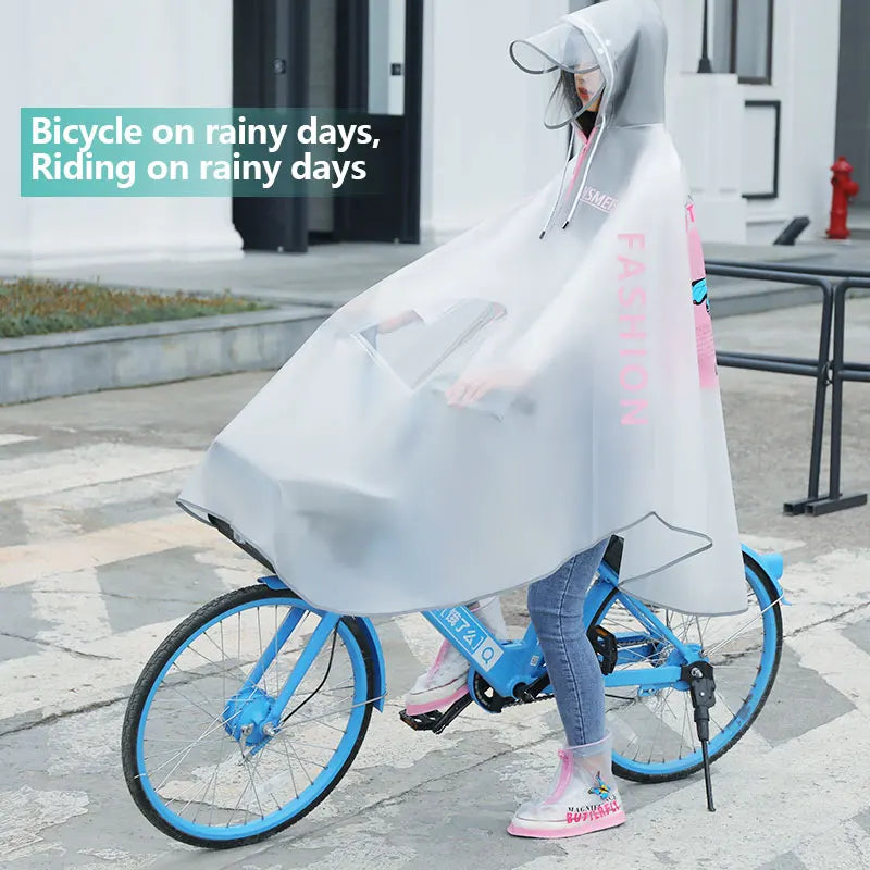 New Fashion Adult Poncho Waterproof PVC Hooded Riding Raincape Big Brim High Quality Durable Simple Pure Color Reusable One