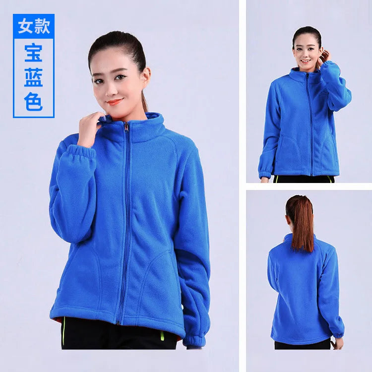 New Outdoor Hooded Fleece Jacket Unisex Zipper Closure Waterproof Thick Lining Winter Double-Sided Padded Stand Rabbit Fur Trim