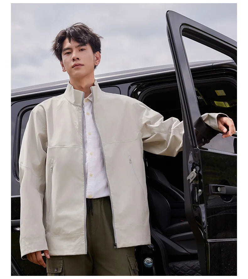 Outdoor Trendy Waterproof Windproof Stand-Up Collar Jacket for Men Women Raincoats Camping Mountaineering