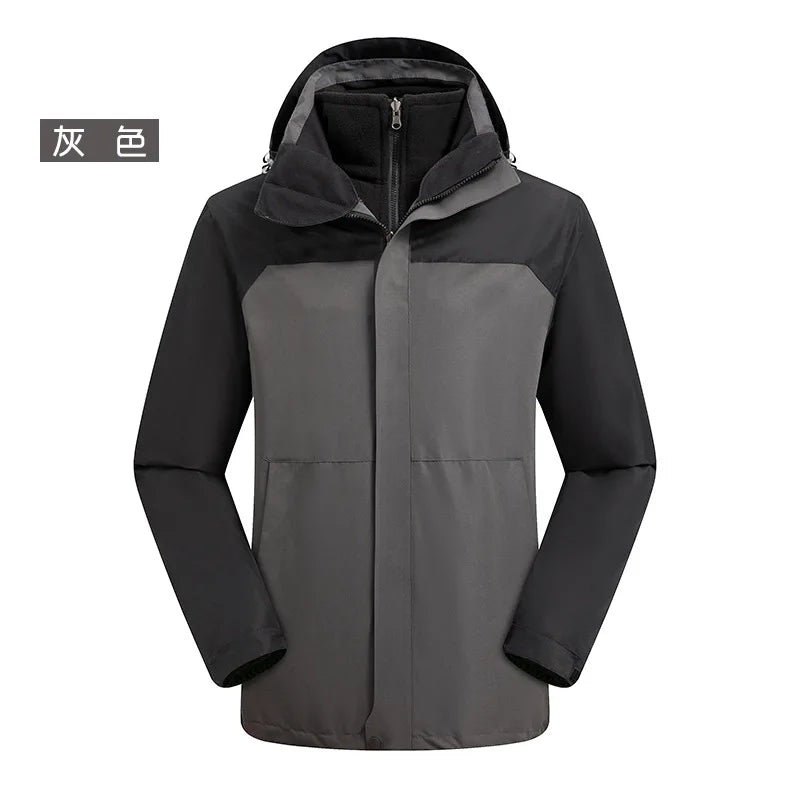 Women Parent-Child Outdoor Charge Three-in-One Jacket Set Detachable Fleece-Lined Thickened Two-Piece for Autumn Winter