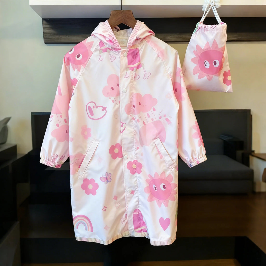 Outdoor Lightweight Windproof Waterproof Rain Poncho for Middle Large Boys/Girls Durable Cartoon Design ECO Friendly Raincoat