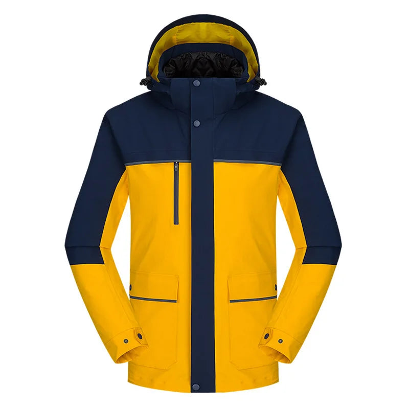 Men's Women's New Outdoor Three-in-One Winter Jacket Solid Windproof Waterproof Breathable Two-Piece Windbreaker