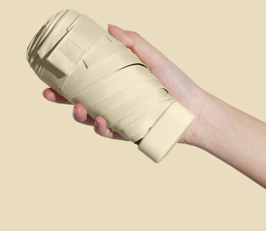 Women's Portable Mini Folding Umbrella 50% UV Protection 60% Sun and Rain Dual Use 50% off Capsule Design for Travel